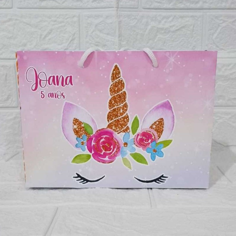 PEGUE E MONTE - Sacolinha Personalizada Unicórnio / Lembrancinha de Aniversario / Kit Sacolinha Personalizada  Unicórnio