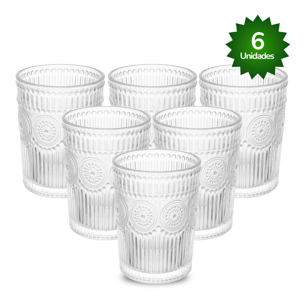 Jogo 6 Copos Mandalla 300ml Vidro Grosso Luxo em Oferta na Shopee