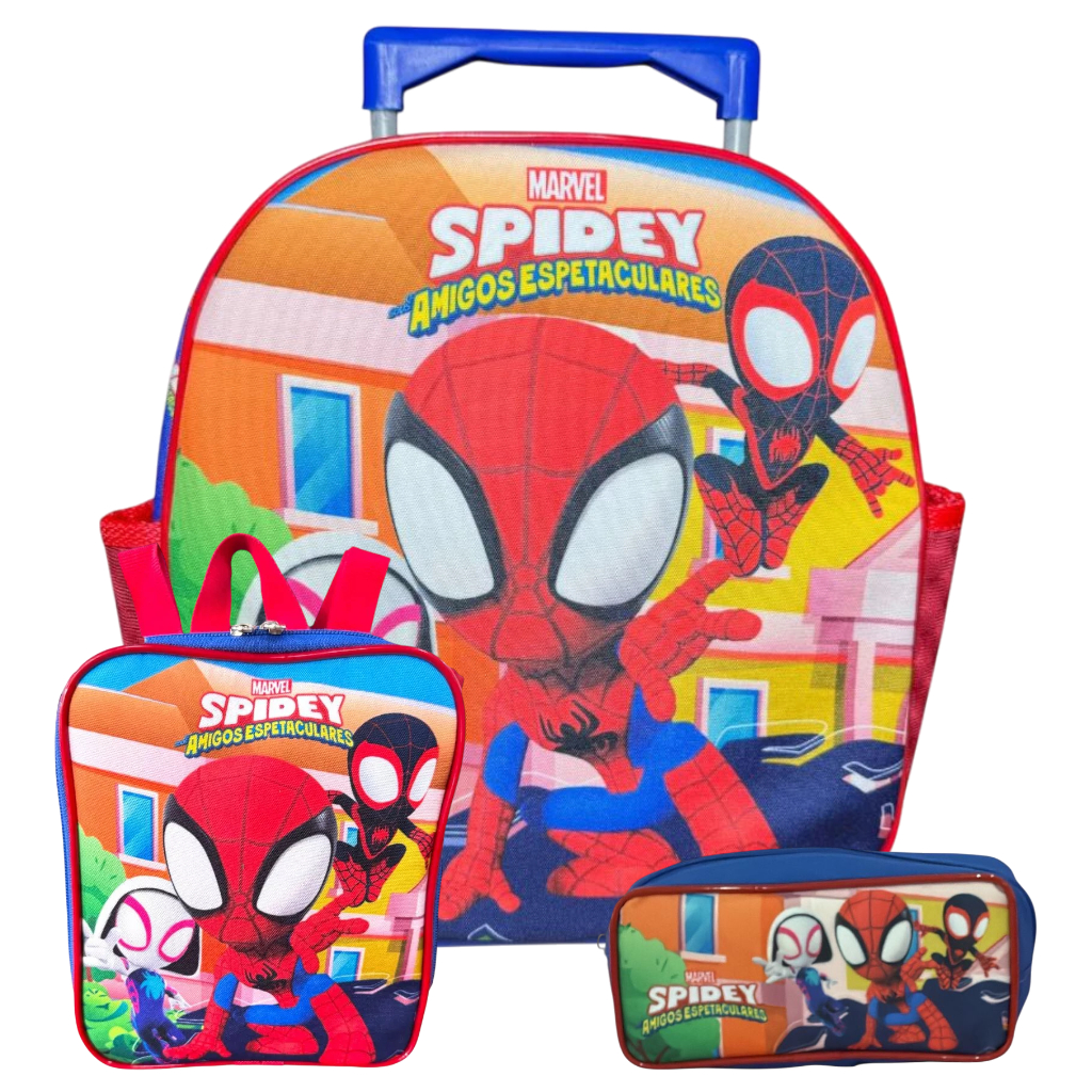 Kit Mochila Escolar Infantil Homem Aranha Amigos Tam P Rodinhas em Oferta na Shopee