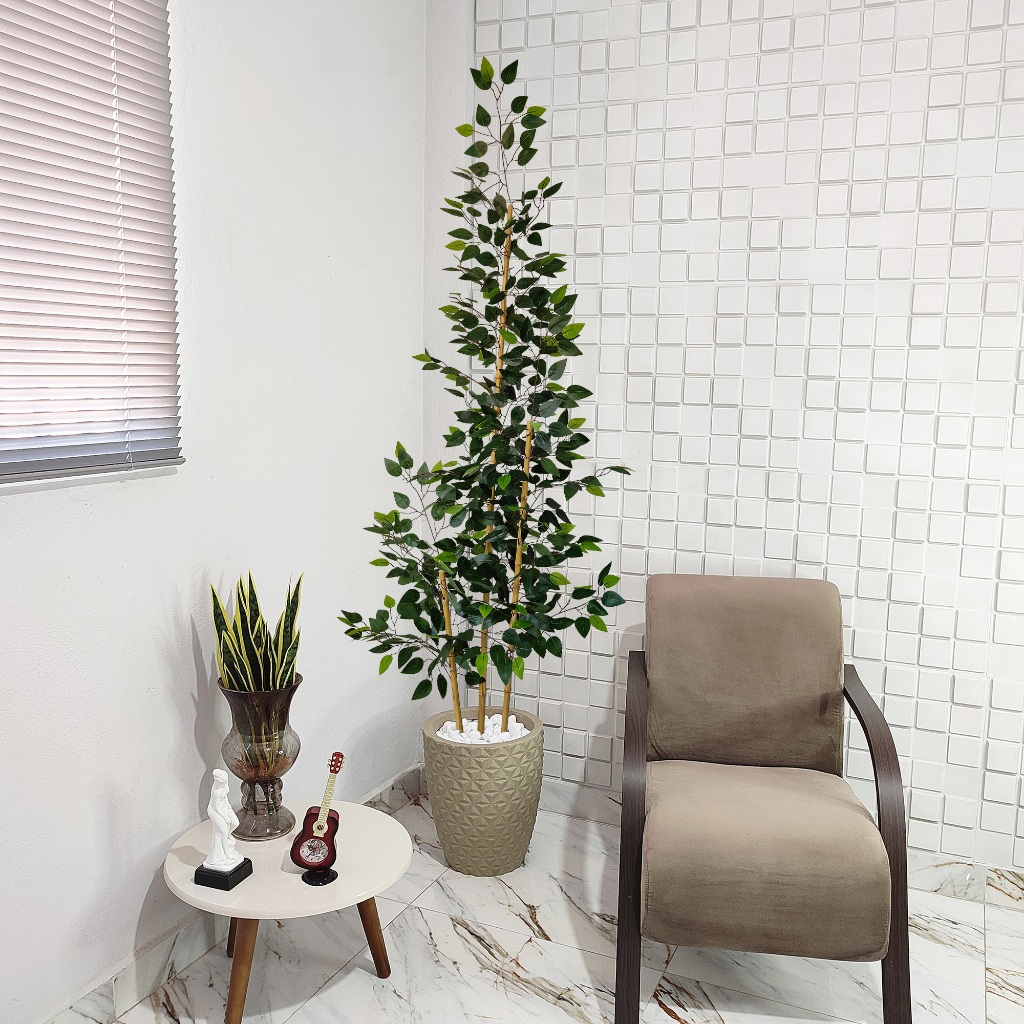 Planta Artificial Bambu Da Sorte 2 Metros Grande Vaso Pedra — imagem 2 de 2