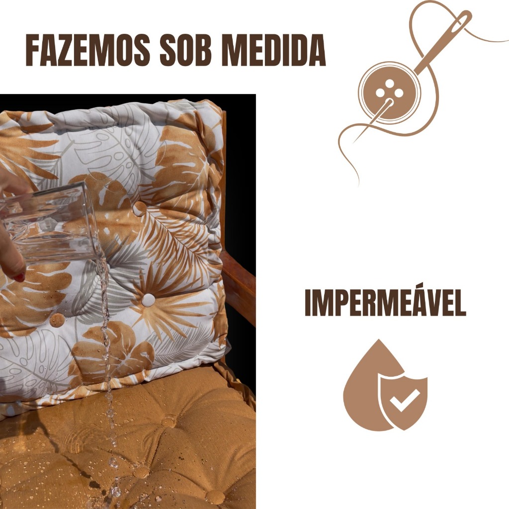 ALMOFADA 100x95 TURCA TECIDO IMPERMEÁVEL ASSENTO ENCOSTO CADEIRA BANCO