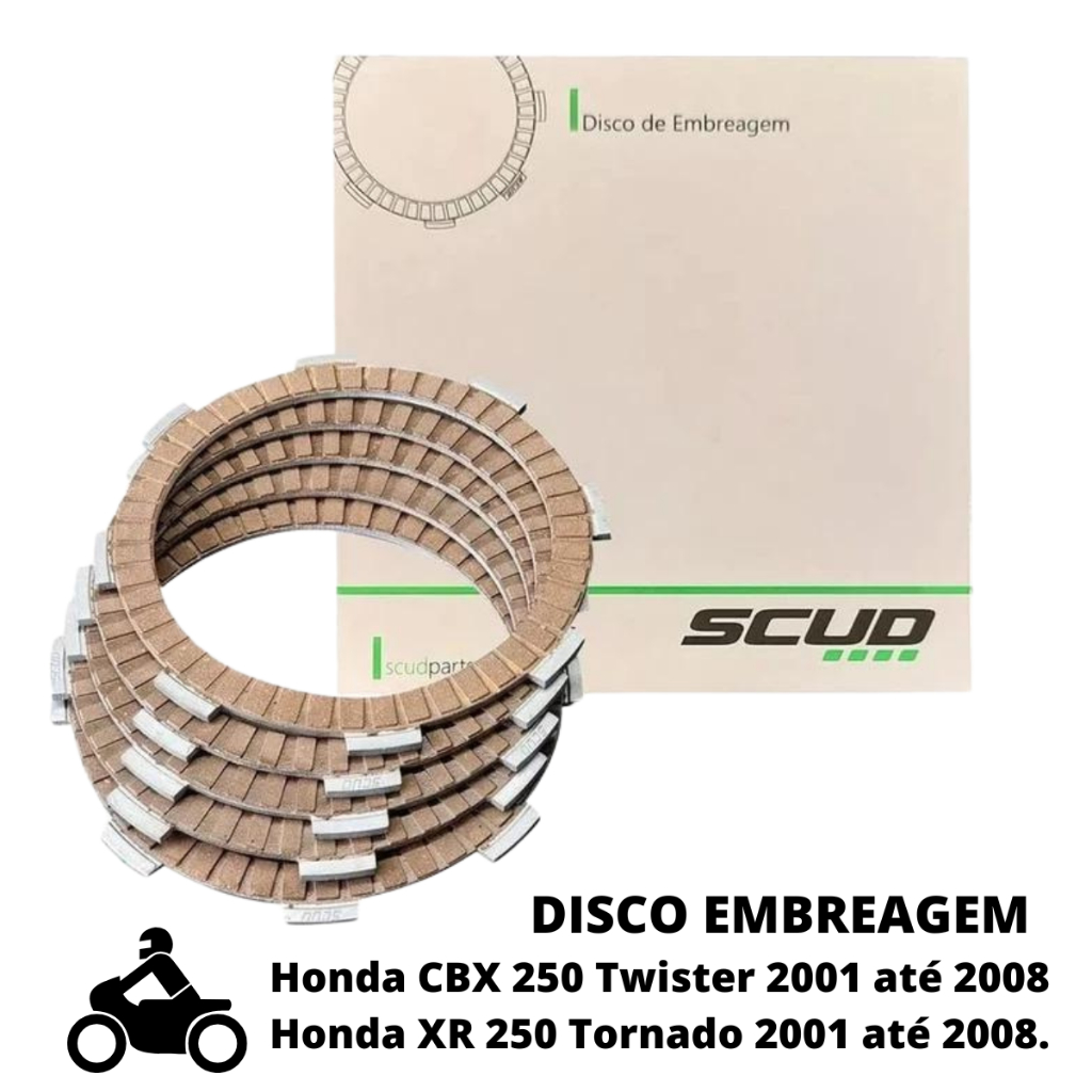 Disco Embreagem Cbx 250 Twister Tornado 250 2001 A 2008 Scud — imagem 2 de 2