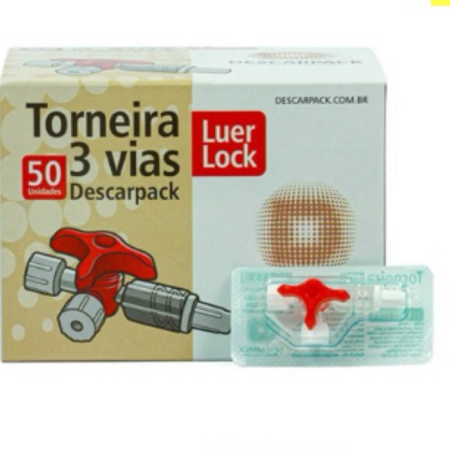 Torneira 3 vias Luer lock descarpack tree way 10 unidades