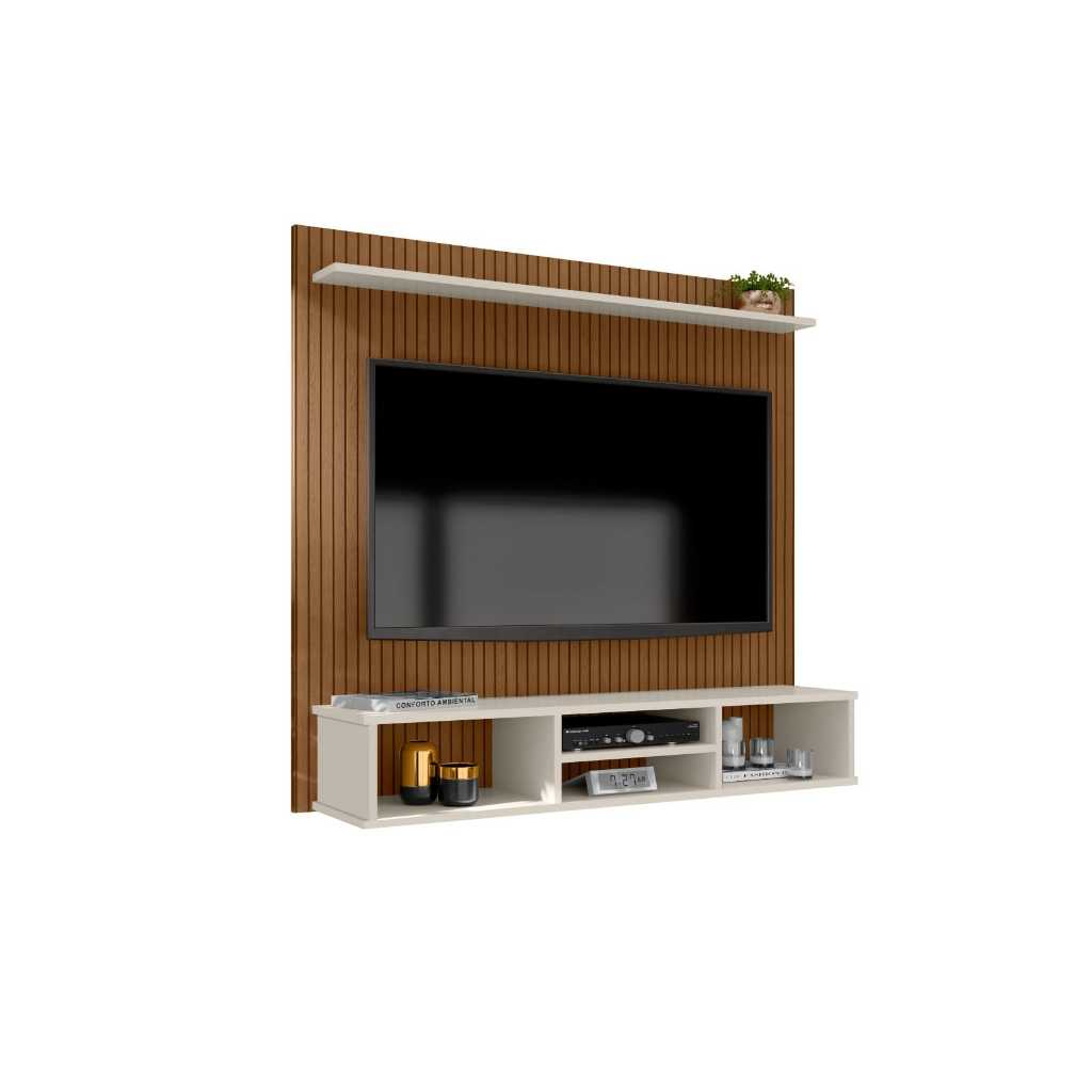 Painel Ripado para TV até 50 polegadas com nicho ideal sala quarto suporte estante — imagem 2 de 2
