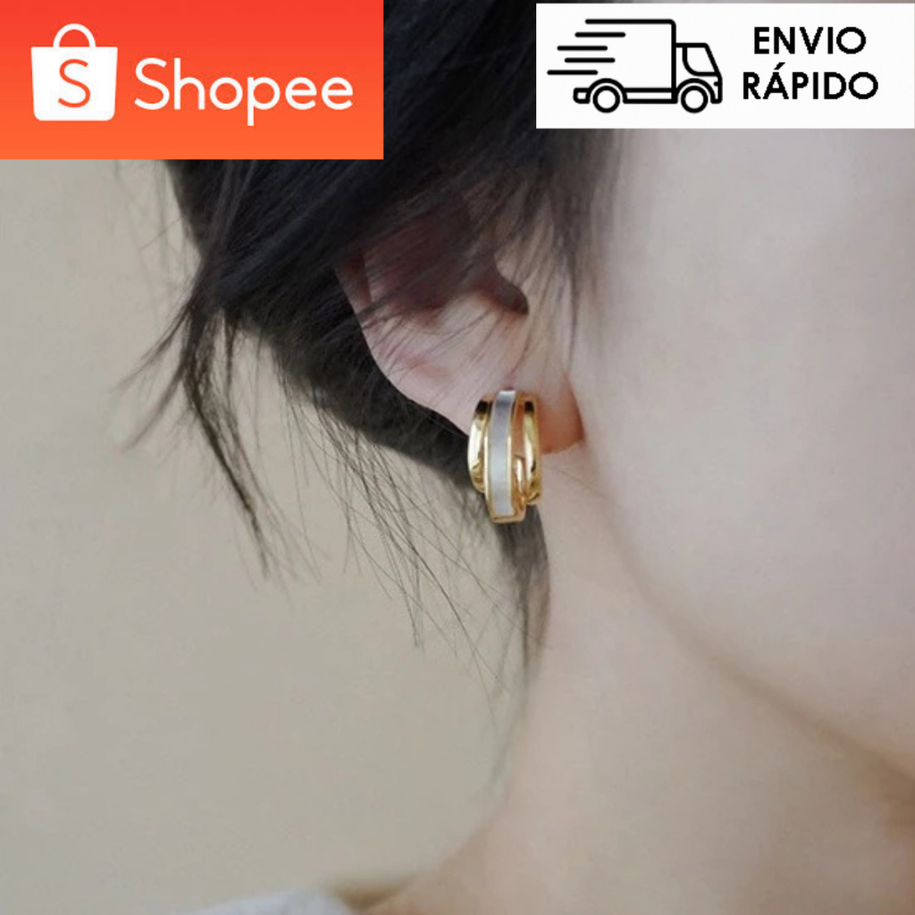 Brinco Argola Fechada Mini Luxo Dourado Assimétrico Coreano Geométrico Elegante Semijoia em Oferta na Shopee