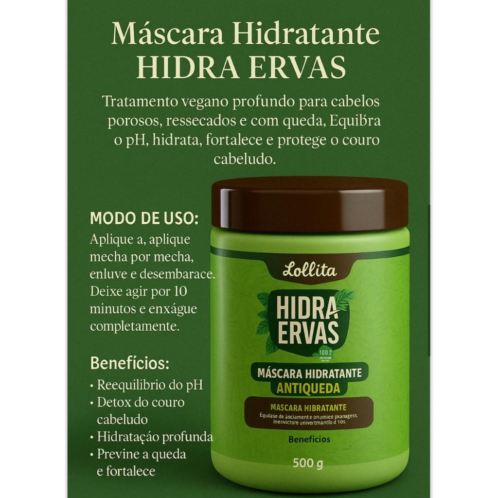 Máscara Hidra-Ervas 100% vegano 500ml em Oferta na Shopee