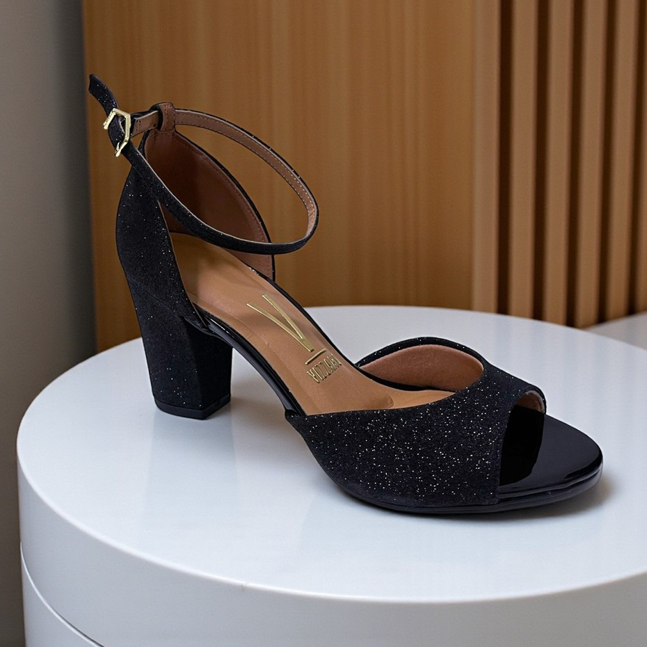 Sandália Feminina Vizzano Brilho Festa Social Salto Médio Grosso Casamento Noiva Formatura 6262406