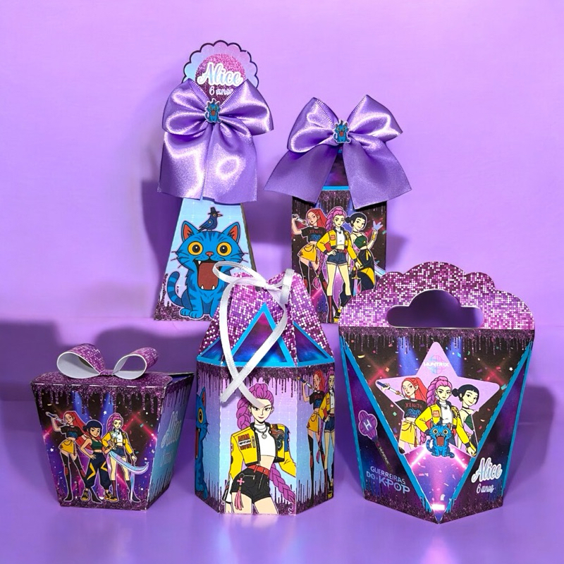Kit Festa - Guerreiras do K-Pop - PEGUE E MONTE- Caixinhas Personalizadas-Lembrancinhas Personalizadas-Aniversário