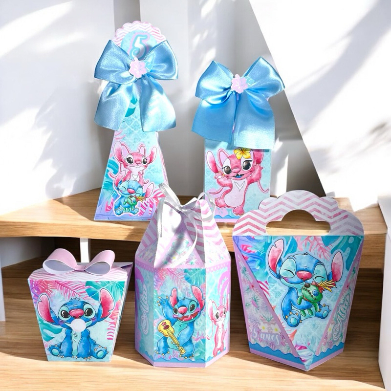 kit Festa- Stitch e Angel- Candy- PEGUE E MONTE-Caixinhas Personalizadas- Lembrancinhas Personalizadas -Aniversário