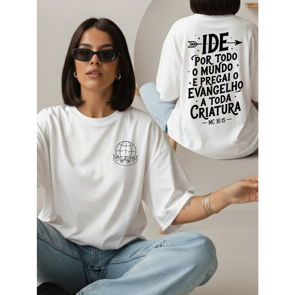 Blusa Moda Evangélica Oversized Algodão