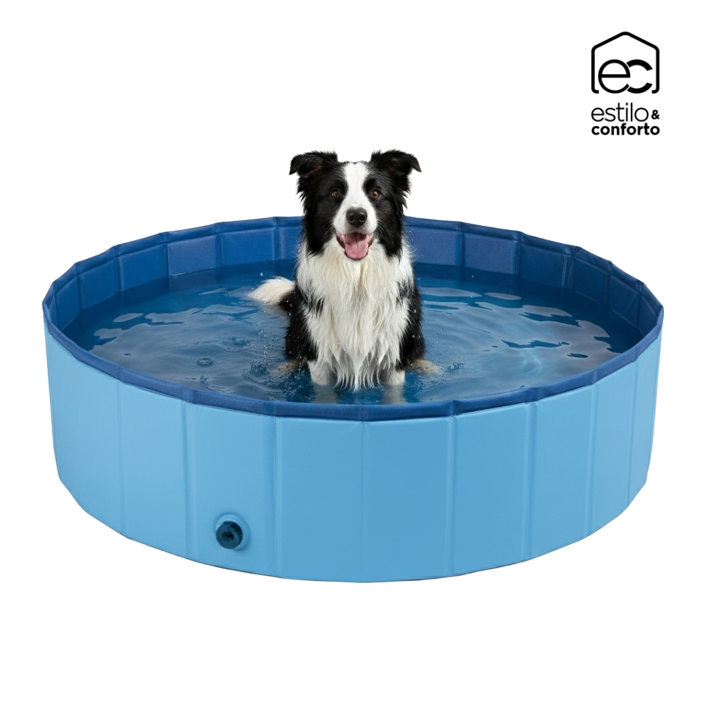 Piscina Para Cachorro, Gato, Pets - Ideal para os dias de Calor - 1,20m x 30cm - Cor AZUL- Meu Pet