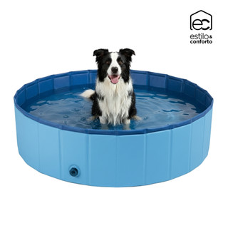 Piscina para Cachorro Pet 1,20m x 30cm 340 Litros Dobrável Não Precisa Inflar Ralo Grande Meu Pet