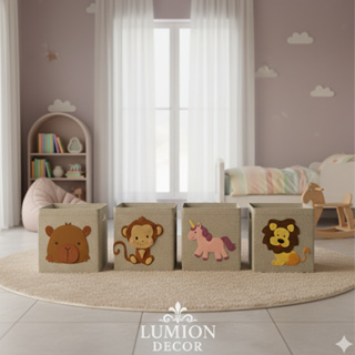 Cestos Organizadores De Brinquedos Em Feltro Cinza Com Animais Fofos Para Quarto Infantil em Oferta na Shopee