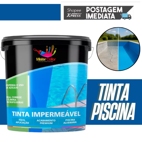 Tinta Piscina 14L Emborrachada Alvenaria Mister Collor em Oferta na Shopee