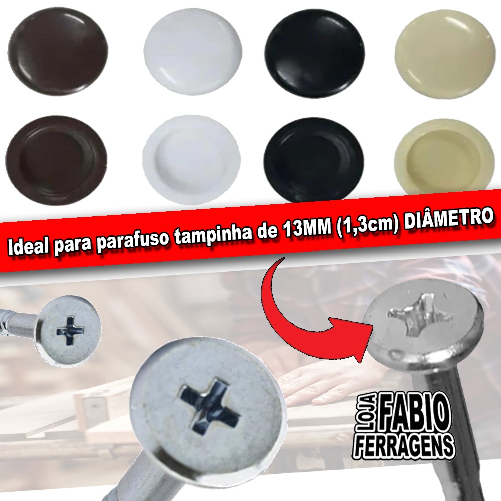 Tampa Cpl Para Parafuso Modelo Tampinha Branca Mogno Marfim Preta Marcenaria em Oferta na Shopee
