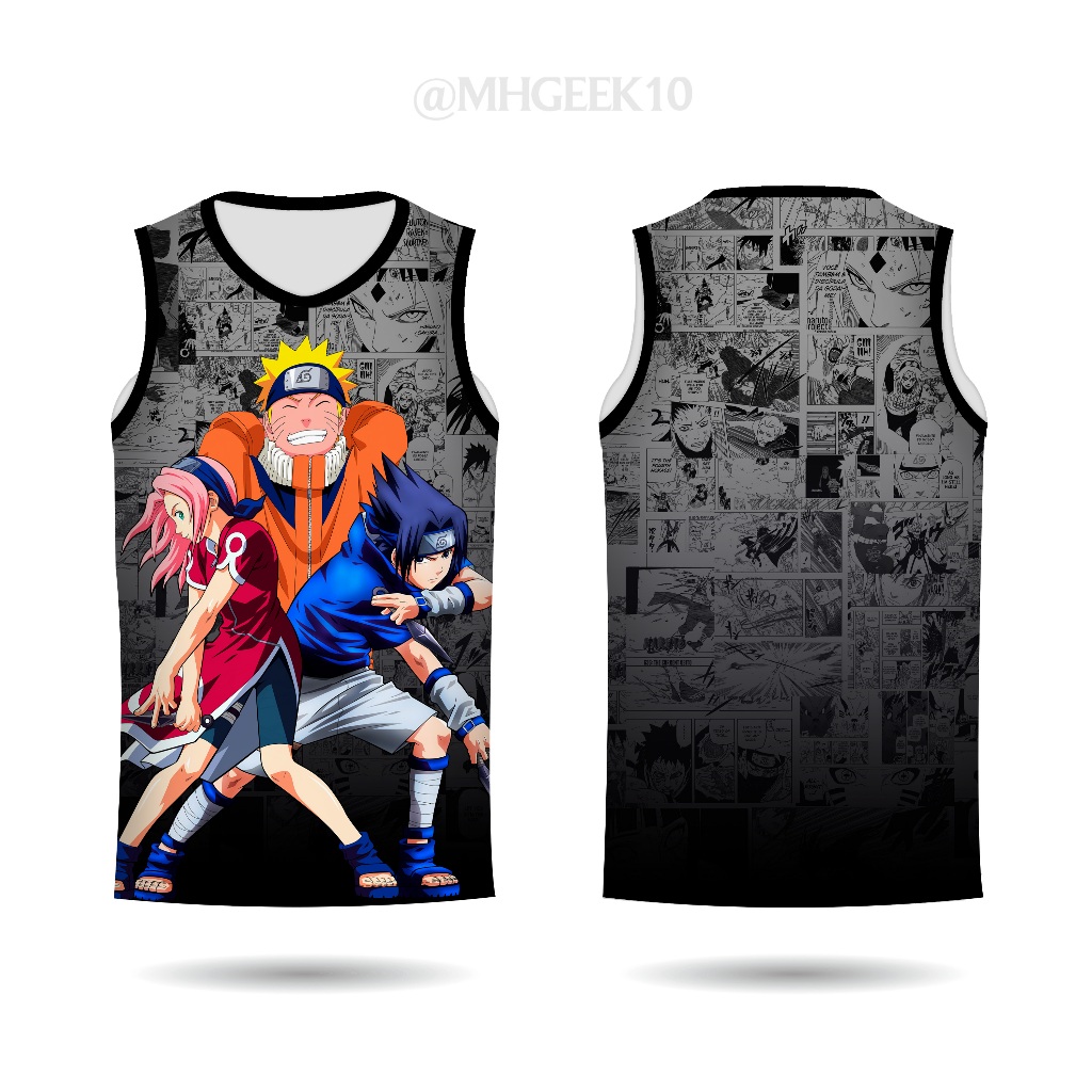 Camisa Camiseta Regata Anime Naruto Sasuke Sakura Time 7 Estampada Unisex Adulto Infantil
