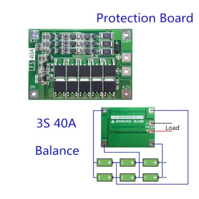 BMS 3S 40A balanceado para packs de 12.6v de lítio