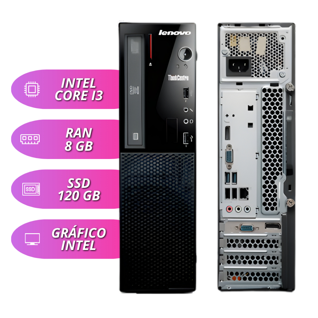 CPU Lenovo ThinkCentre i3 4ª Geração + 8GB RAM + SSD 120GB - Ideal para Escritório