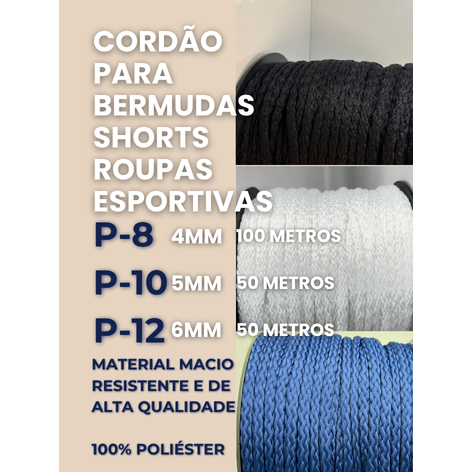 Cordão de Poliéster para Moletom  Capuz  Shorts e Bermudas – Cordão Roliço para Roupa em Oferta na Shopee