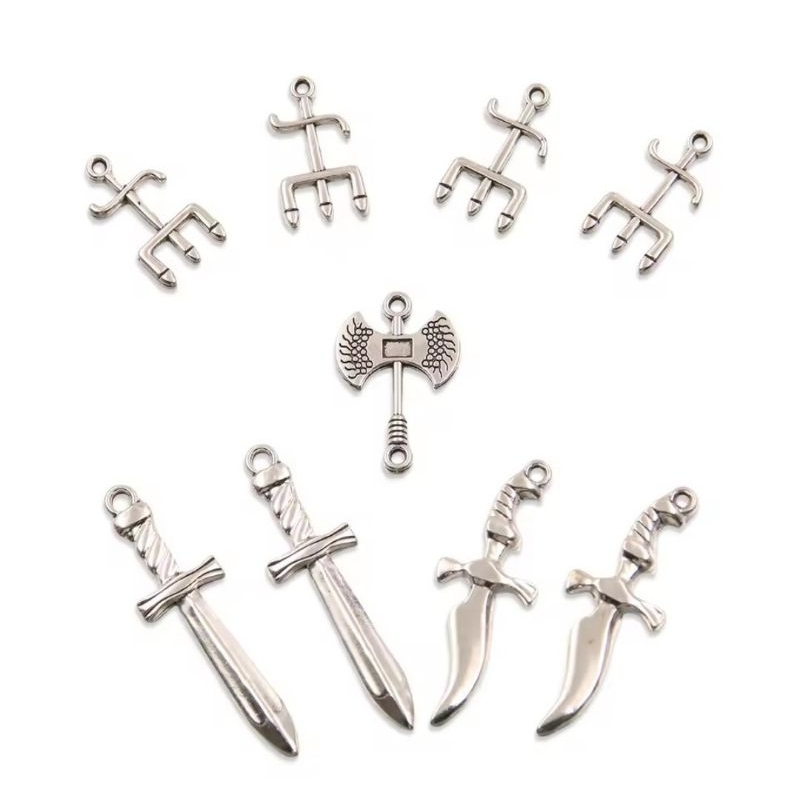 Kit 03 Pingente Exú tridente Ogum Espada Xangô Machado Adaga umbanda candomblé