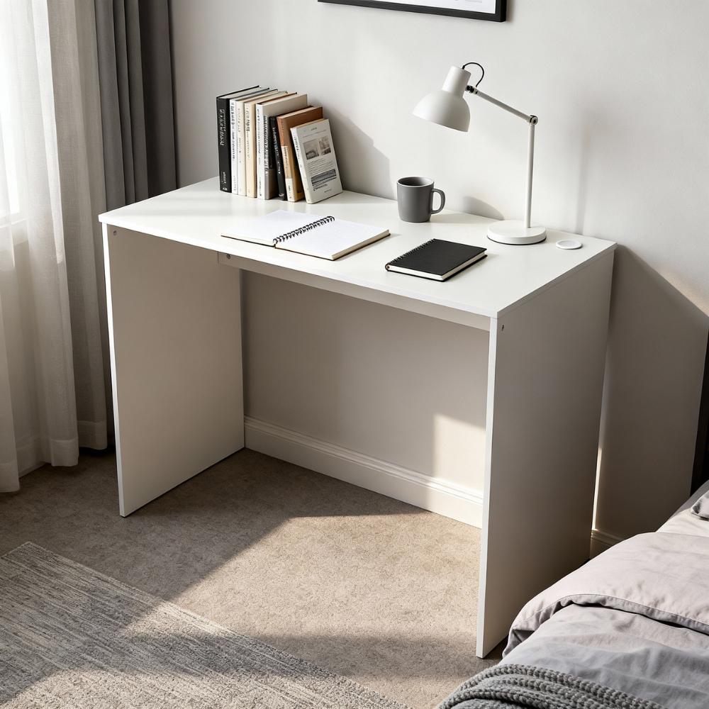 Escrivaninha Aparador Mesa 90cm Sem Gaveta Branco MDF Sala Quarto Escritório Computador Auxiliar