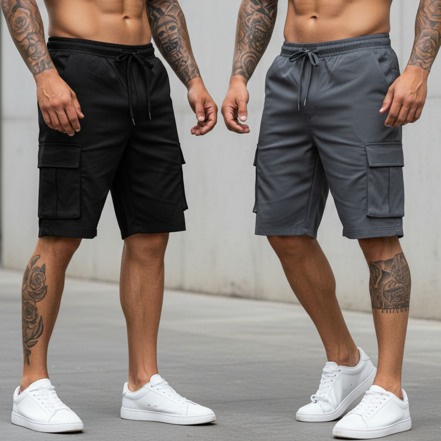 KIT 2 Bermuda Cargo Masculina Plus size P ao G3 com 5 Bolsos Confortável e Estilosa