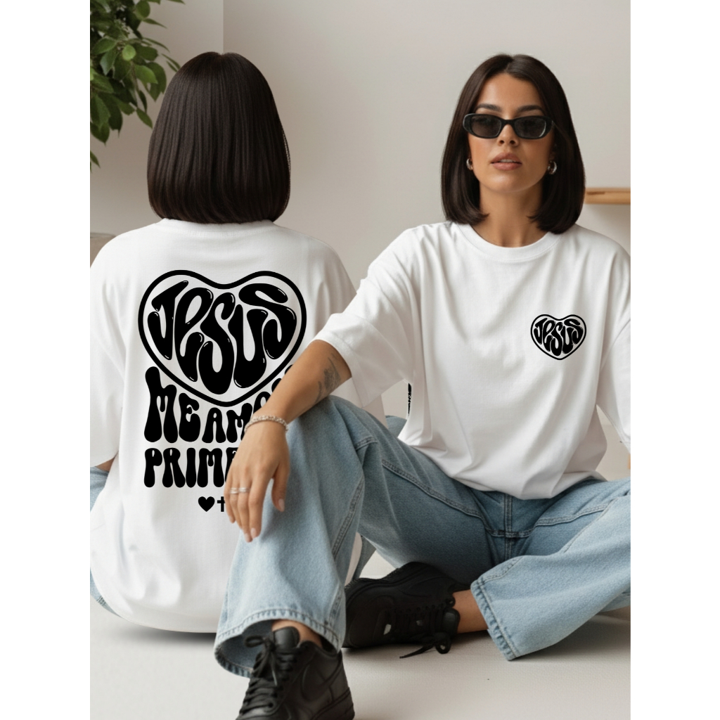 Camisetão Oversized Estampa evangélica Algodão