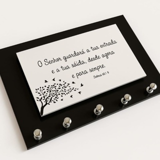 Porta Chaves Salmo 121:8 - Cor Black em Oferta na Shopee