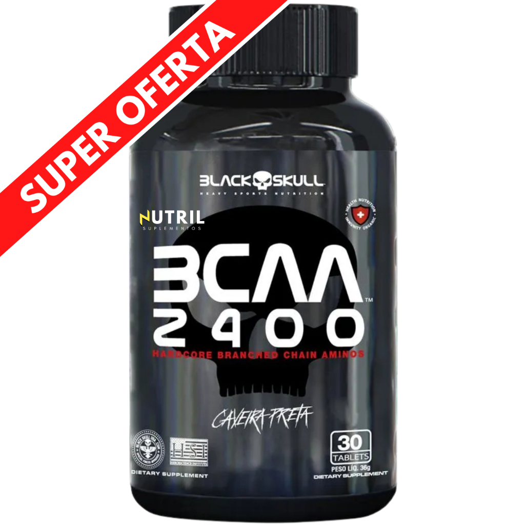 BCAA 2400 Black Skull suplemento de aminoácidos 30/100 Caps L-Leucina, L-Isoleucina, L-Valina em Oferta na Shopee