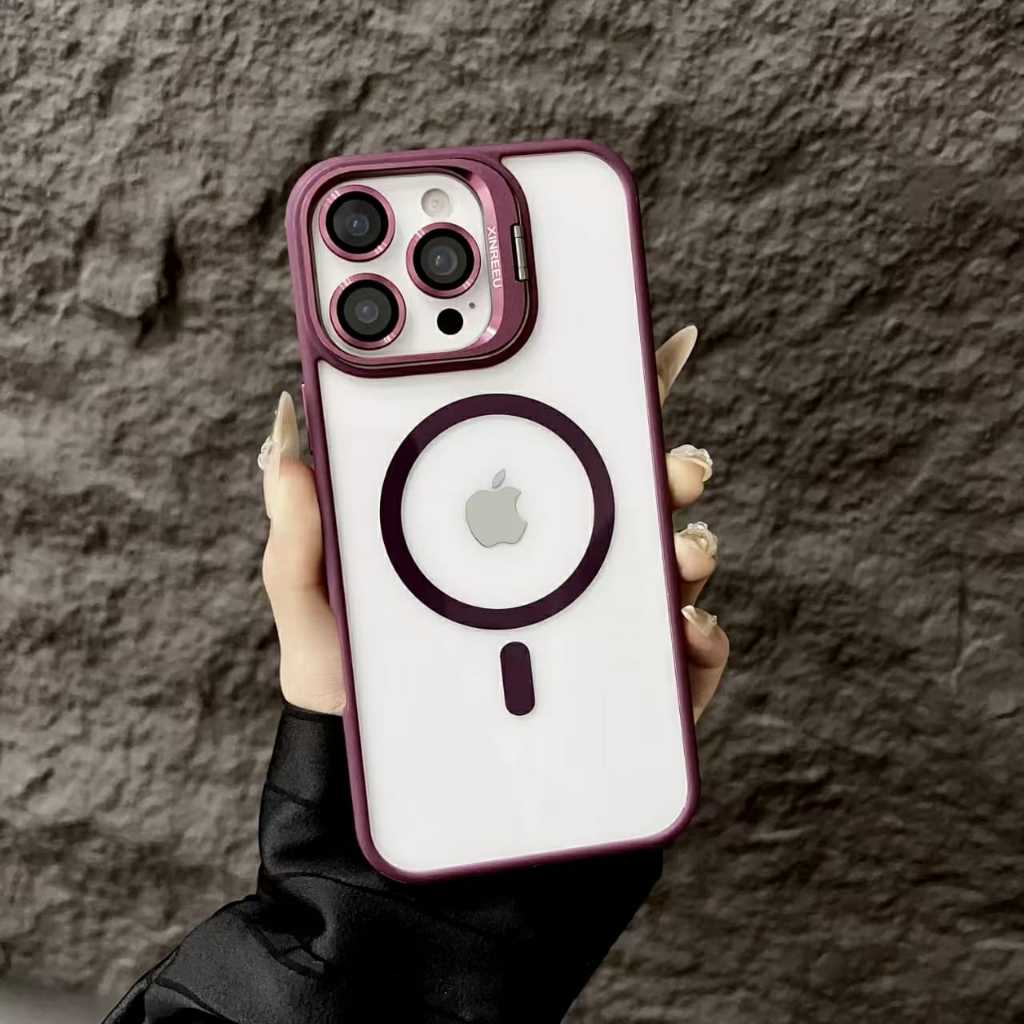 Capa Acrílica com PelÍcula de Câmera + Suporte & Megsafe para iPhone 11 12/12Pro 12PM 13 13PRO 13PM 14 14PRO 14PM (XJC) em Oferta na Shopee