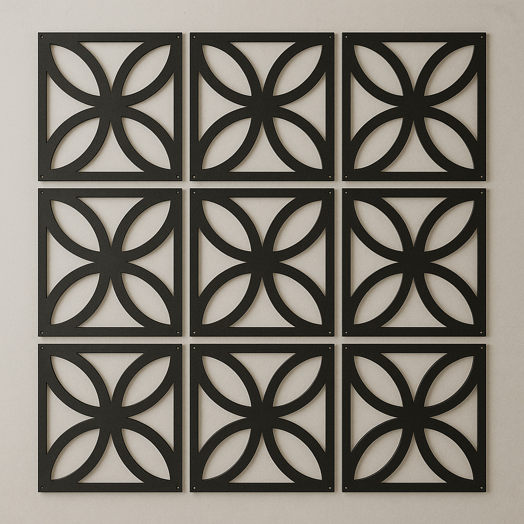 Kit 20 Placas Decorativas em MDF 3 mm Preto – Painel Vazado Geométrico Moderno para Parede