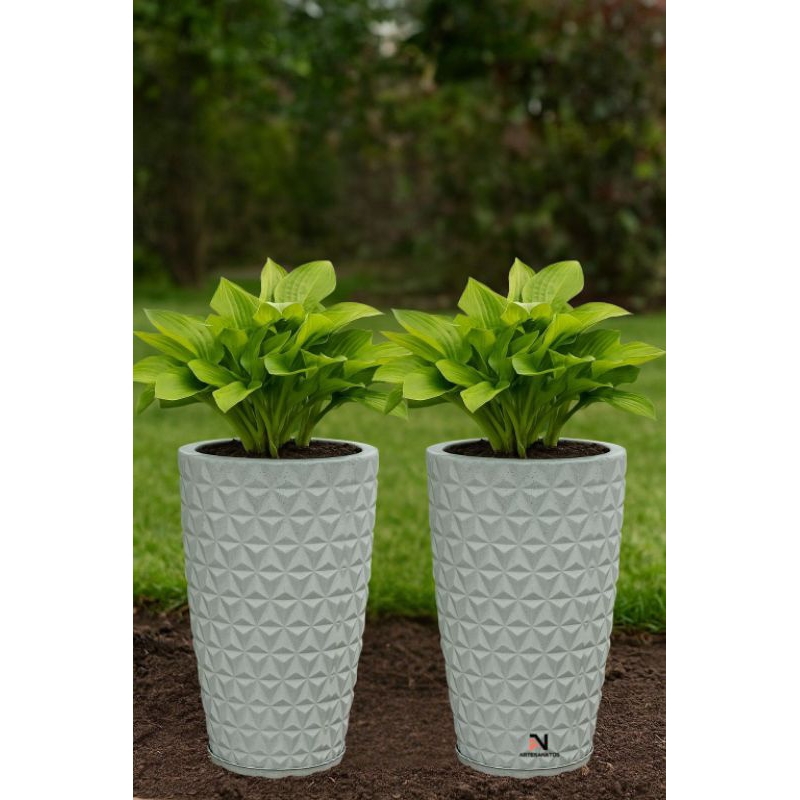 Kit 2 Vasos Para Plantas Coluna Diamante G 50x36x25 ( com prato ) em Oferta na Shopee