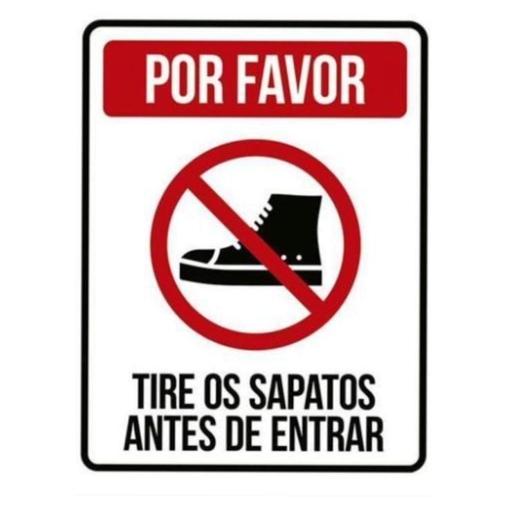 Adesivo Aviso Por Favor Tire os Sapatos Antes de Entrar Porta
