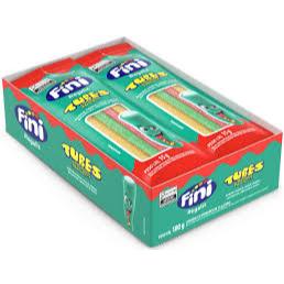 Caixa com 12 Fini Tubes Azedinhos 15g Cada Sabores Cereja Maçã Verde Baunilha Abacaxi Nata