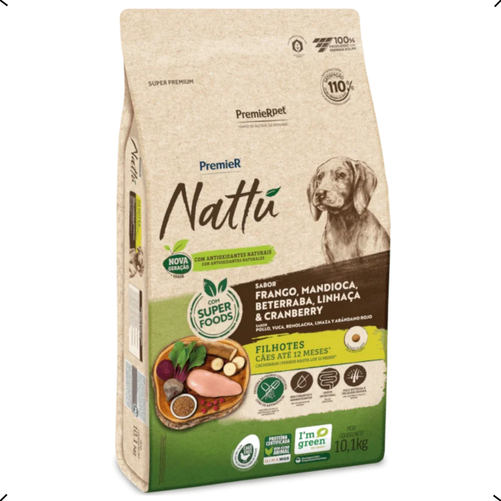 RAÇÃO PREMIER NATTU FILHOTE RAÇA MEDIA E GRANDE MANDIOCA 10KG em Oferta na Shopee