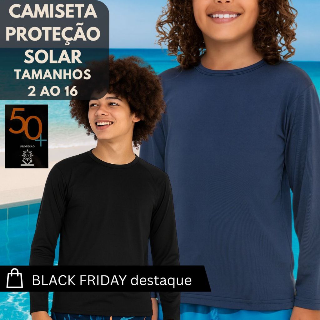 KIT 2 Camiseta Infantil Proteção Solar Manga Longa Juvenil 3022-C4