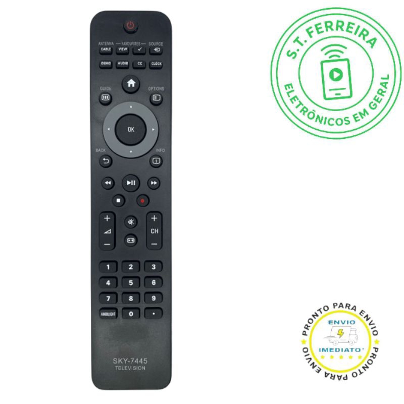 Controle Remoto Smart  SKY-7445 compatível com TV's Philips LCD/LED