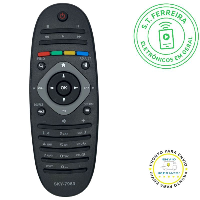 Controle Remoto Smart  SKY-7983 compatível com TV's Philips LCD/LED
