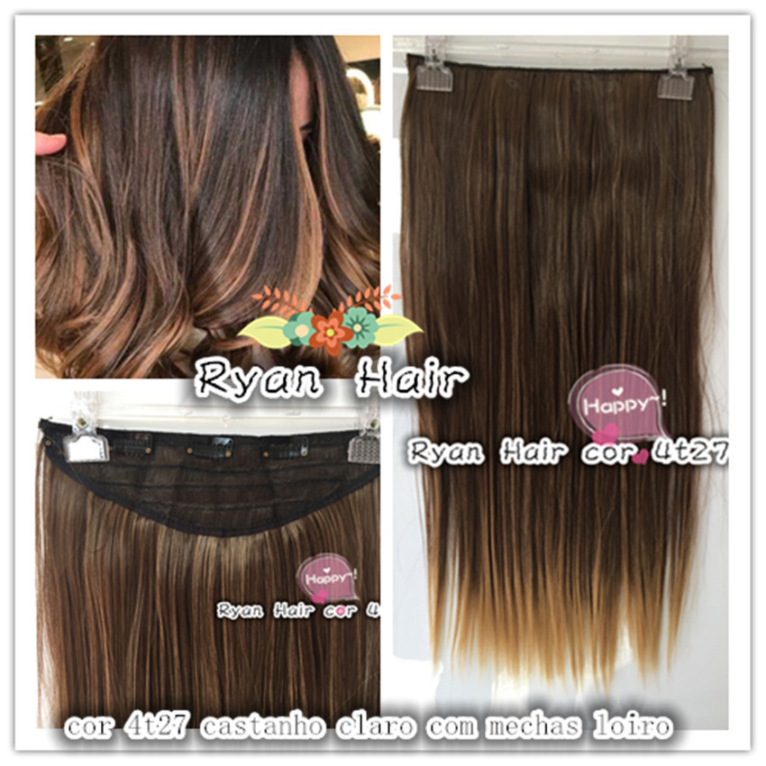 T6AF16L - Aplique Mágico Cabelo Invisível Tiara transparente linha silicone Fio fosco castanho escuro ombre hair loiro
