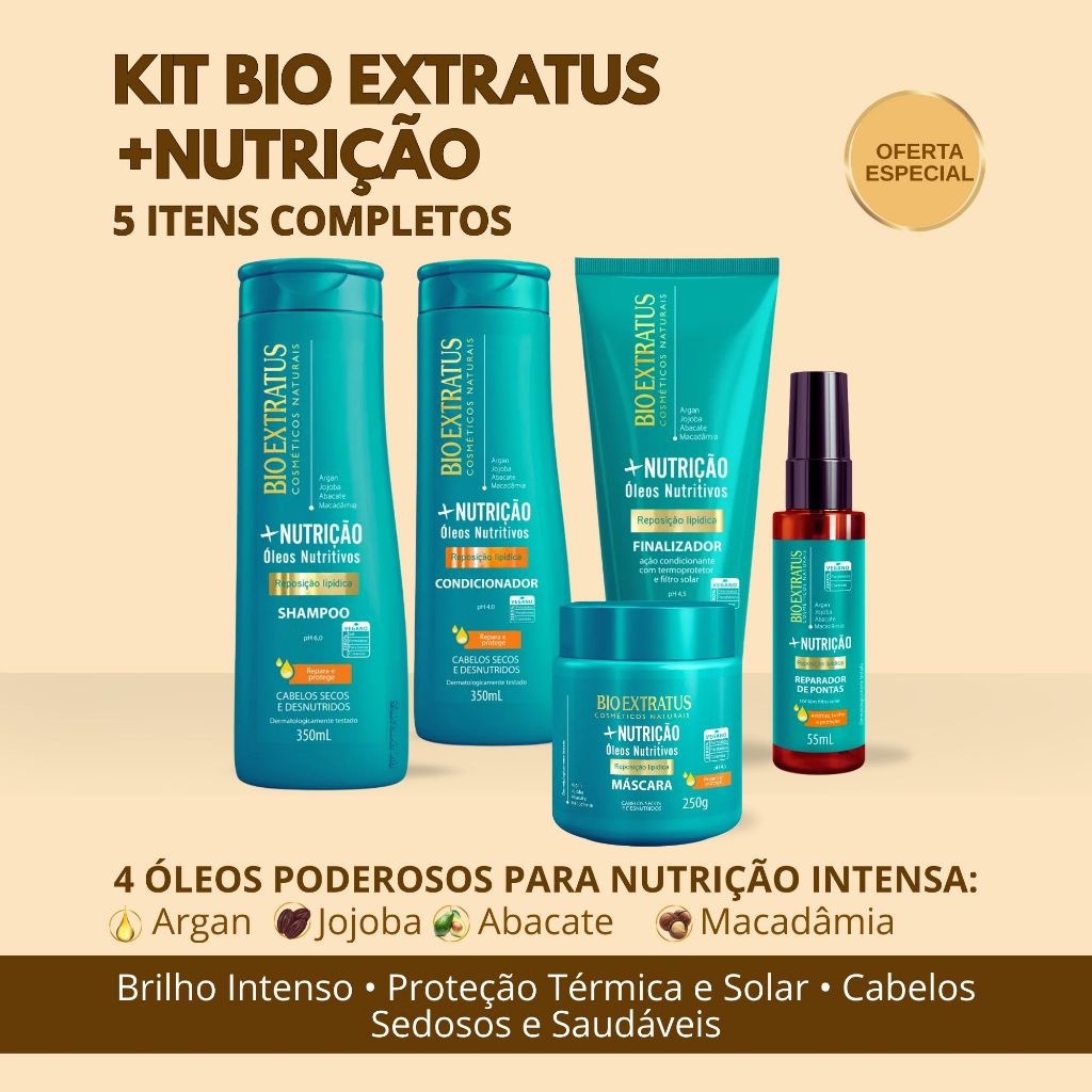 BioExtratus+Nutrição Shampoo|Condicionador|Máscara|Finalizador|Óleo Reparador|Argan,Abacate Variação