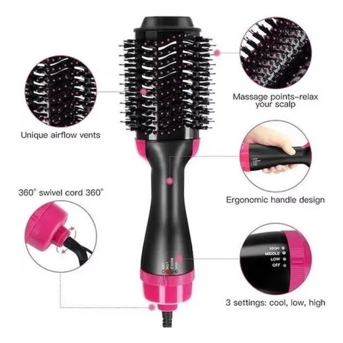 Escova Secadora de cabelo elétrica profissional seca alisa e modela (One step 3)