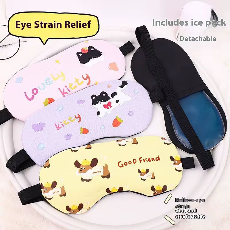 Máscara para olho / tapa de olho com gel térmico para dormir e descanso estampas fofa em Oferta na Shopee