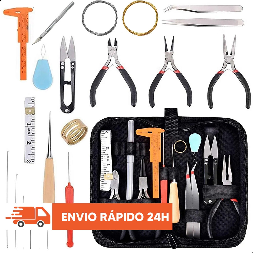 Estojo De Alicate Bijoux Pinça Bijuteria Jóias Kit 22 Peças Ideal para Artesanato e Reparos Precisão