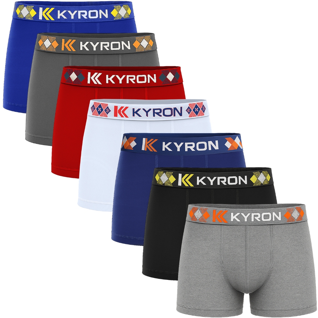 Kit Cuecas Box Boxer Kyron De Microfibra Lisa Adulto Premium em Oferta na Shopee