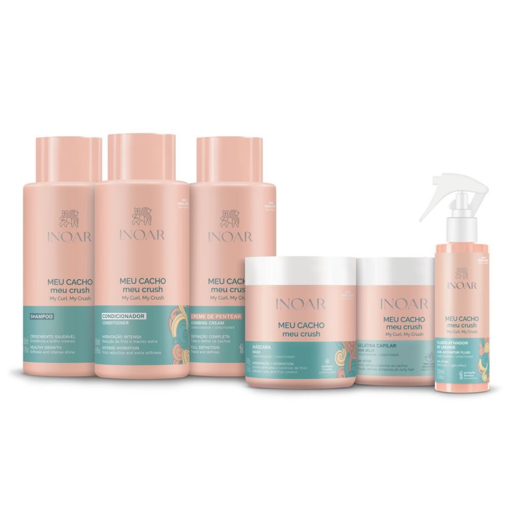 Kit Inoar Meu Cacho Meu Crush Completo | Shampoo + Máscara+Condi+Cr de Pentear+Gelatina+Ativador