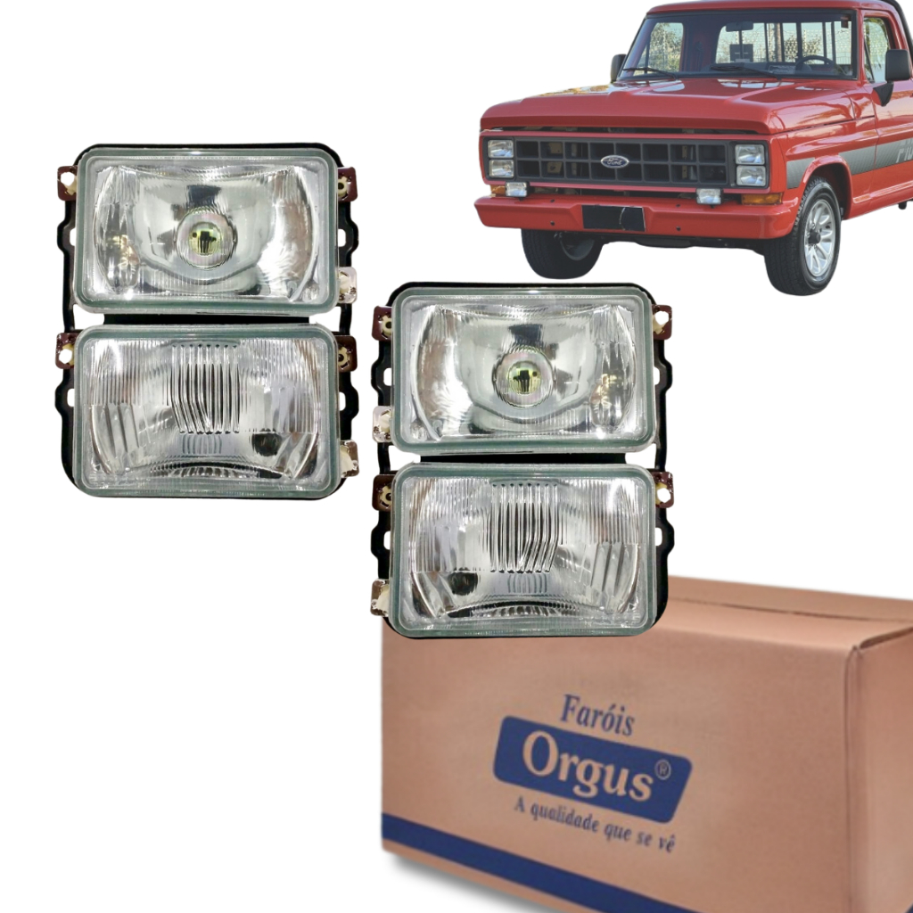 Par Farol Ford F1000 F2000 F4000 F11000 - 1982 1983 1984 1985 1986 Até 1992 - Lente de Vidro - Orgus
