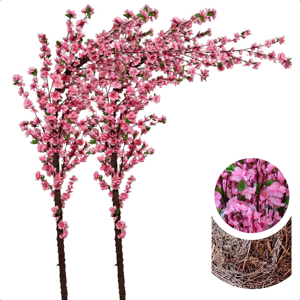 Kit 2 Cerejeira Curva Artificial 180cm Flores de Seda Sem Vaso em Oferta na Shopee