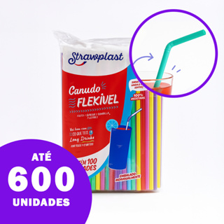 Kit até 600 Canudos Plásticos Coloridos Flexíveis Descartáveis Dobrável Para Drinks Bebidas Festa em Oferta na Shopee