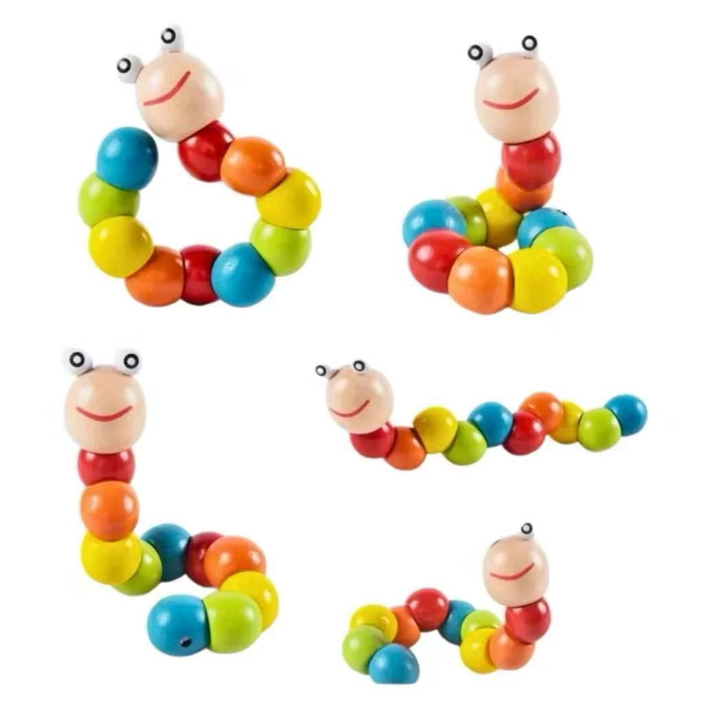 Brinquedo Minhoca Colorida Montessori Madeira Lagarta Colorida Educativa em Oferta na Shopee