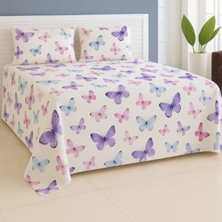 Cobre o Leito Lençol 3 Peças Bella Natureza Super Queen Borboleta SEM Enchimento De Manta 180 fios em Oferta na Shopee